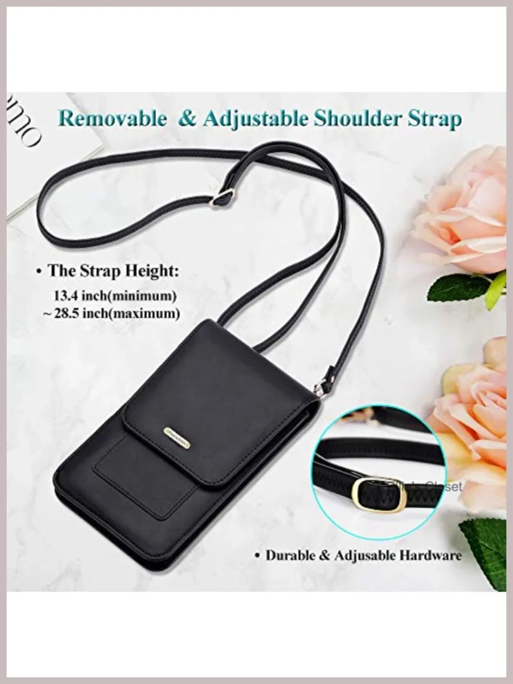 Vegan Leather Small Crossbody Bag with RFID Blocking Card Slots for Women,